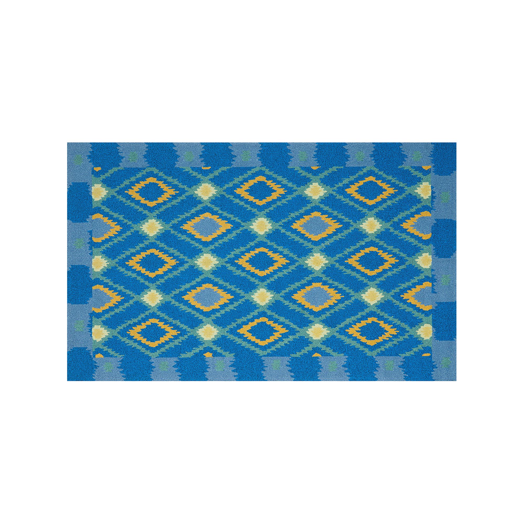 Safavieh Four Seasons Archer Framed Geometric Indoor Outdoor Rug, Blue Yell
