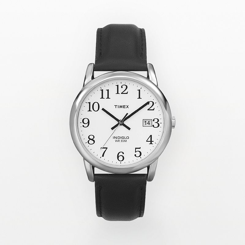 Timex Men's Easy Reader Leather Watch - T2H2819J, Black