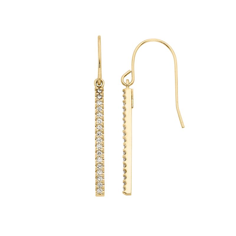 1/4 Carat T.W. Diamond 10k Gold Over Silver Stick Drop Earrings, Womens, W