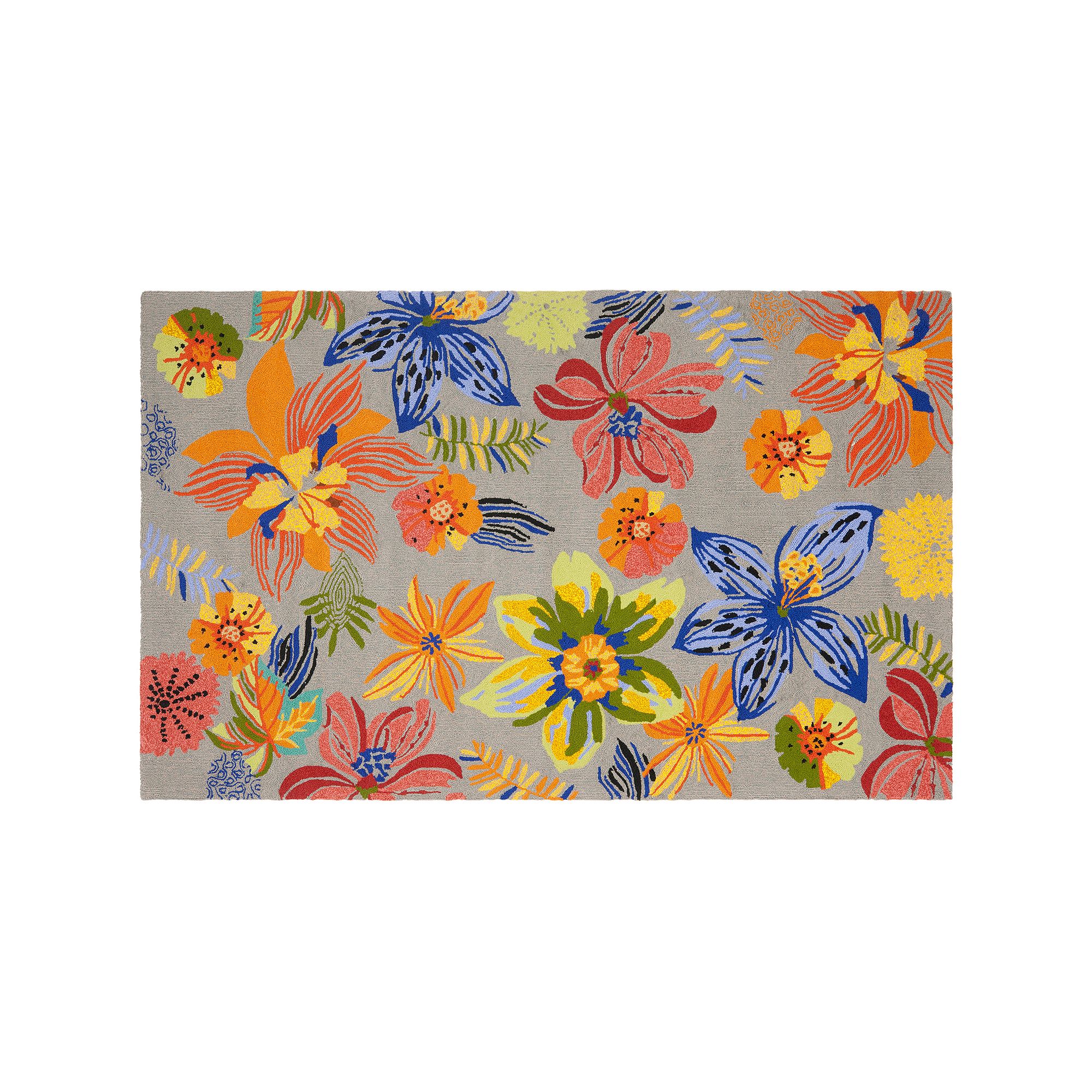 Safavieh Four Seasons Melbourne Floral Indoor Outdoor Rug, Gray Orange