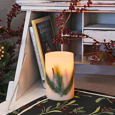 LumaBase Battery Operated LED Wax Candle Pine Needle- 1ct