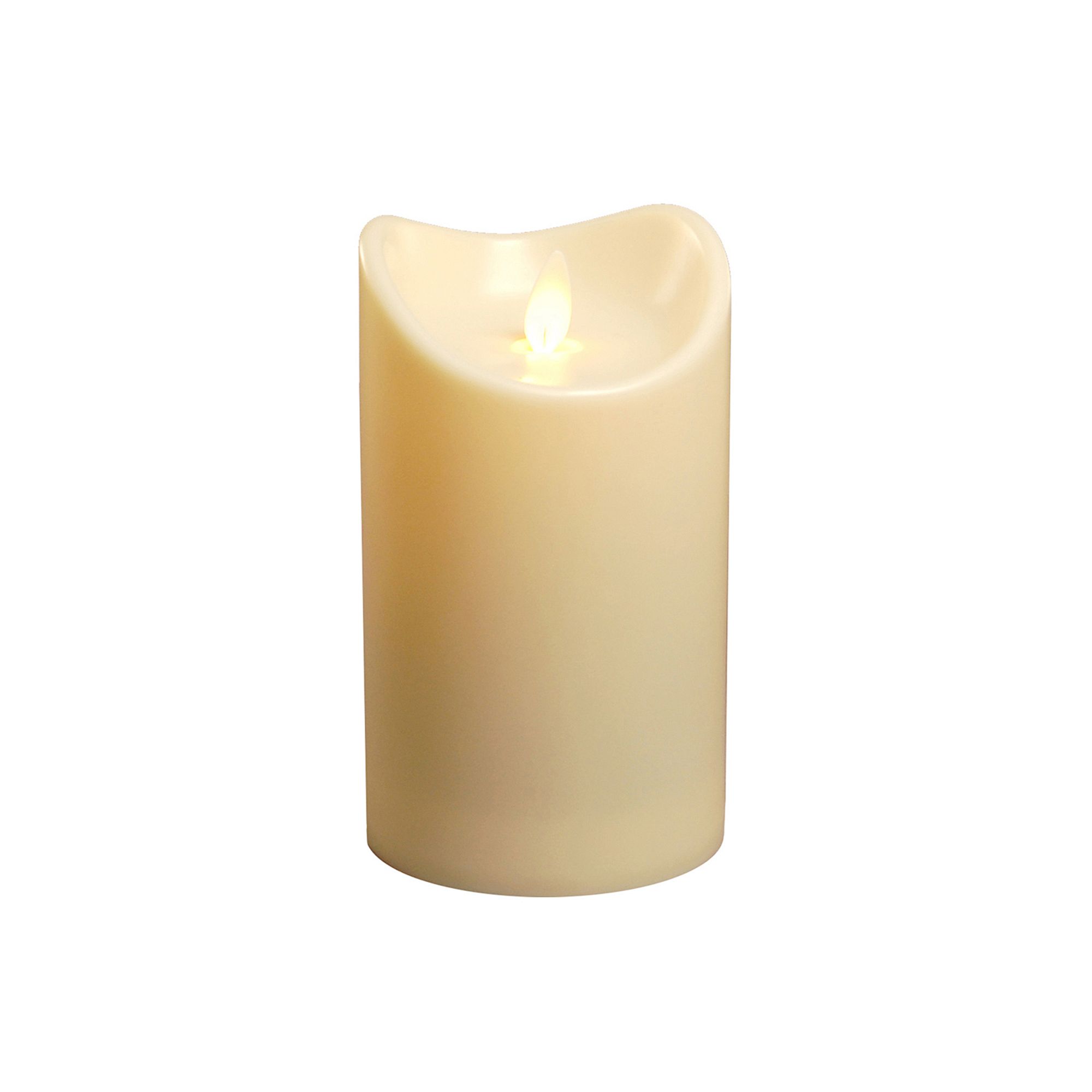 LumaBase Battery Operated 5 Pillar Candle with Moving Flame, Clrs