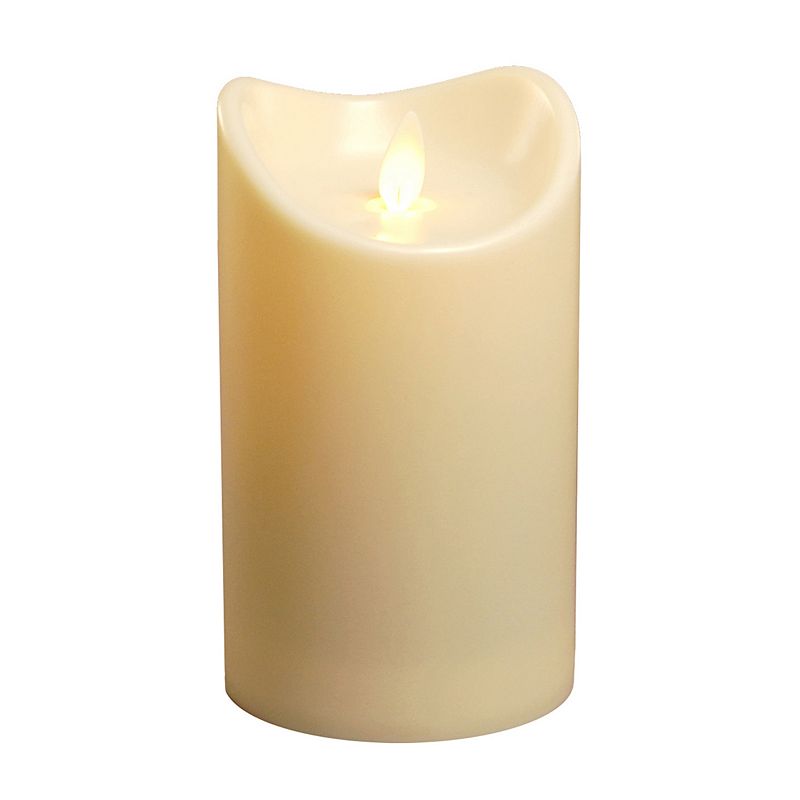 LumaBase Luminarias Action Flame LED Pillar Candle 3.5 x 5, Clrs
