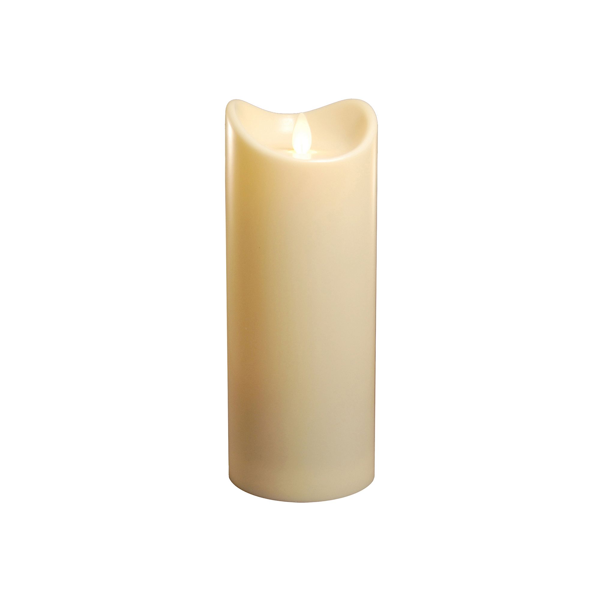 LumaBase Battery Operated 9 Pillar Candle with Moving Flame, Clrs