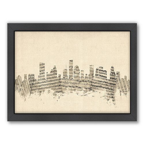 Americanflat ''Houston, Texas Music Cityscape'' Framed Wall Art