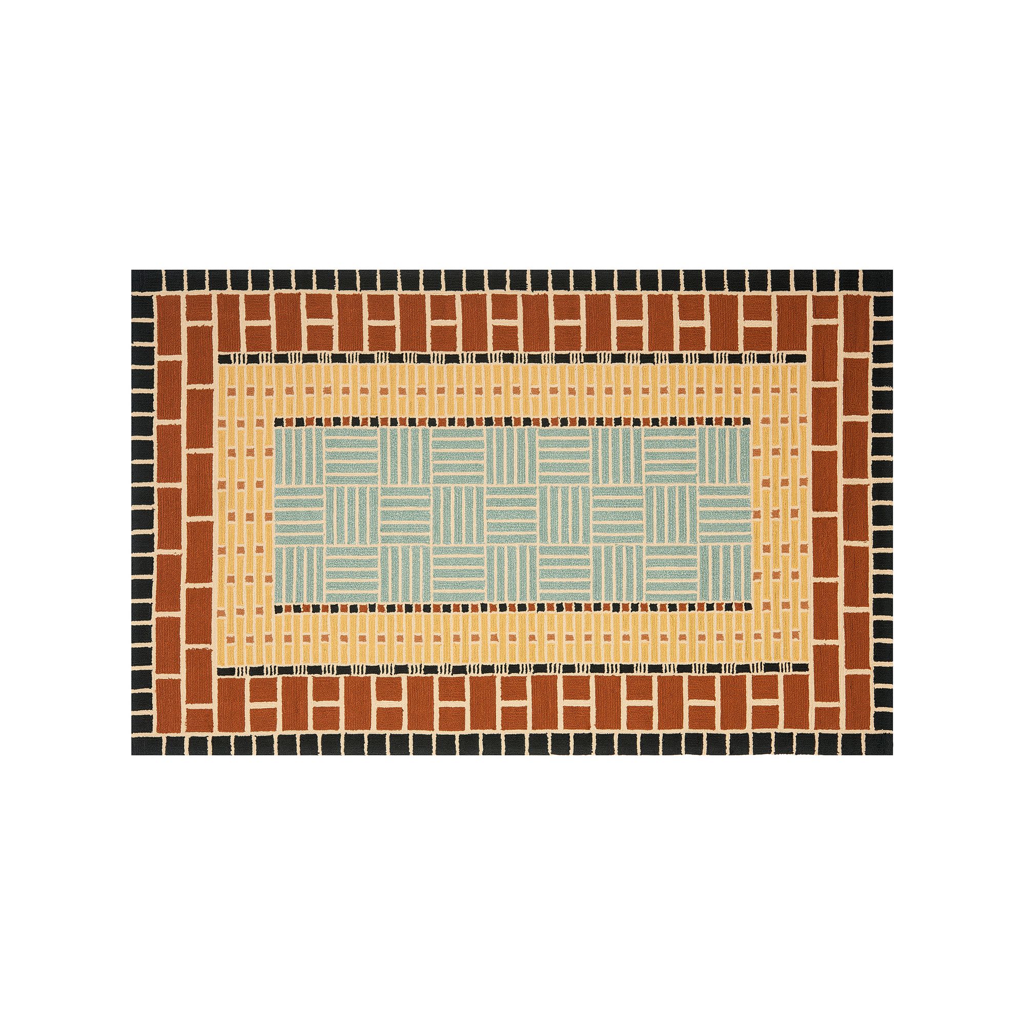 Safavieh Four Seasons Marianna Framed Geometric Indoor Outdoor Rug, Brown B