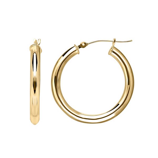 Everlasting Gold 14k Gold Tube Hoop Earrings