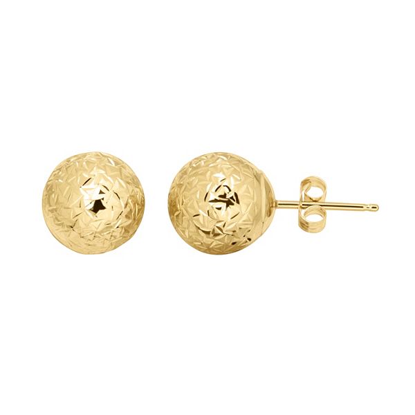 Everlasting Gold 14k Gold Textured Ball Stud Earrings