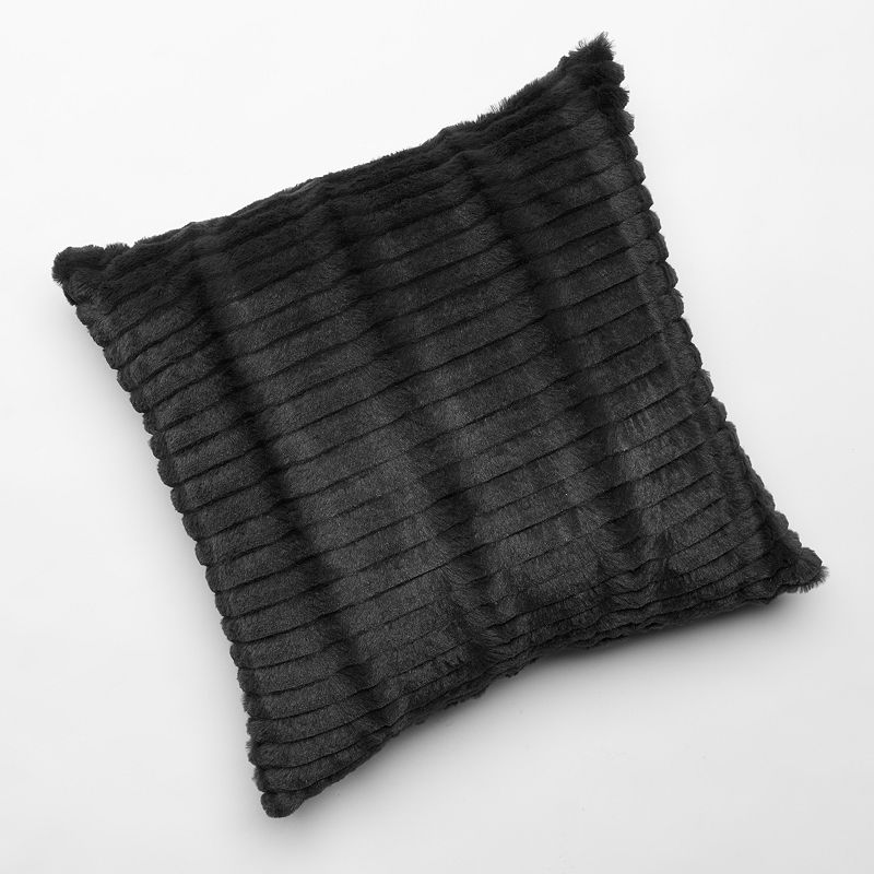 UPC 047218028679 product image for Cut Faux-Fur Decorative Pillow, Black, 18X18 | upcitemdb.com