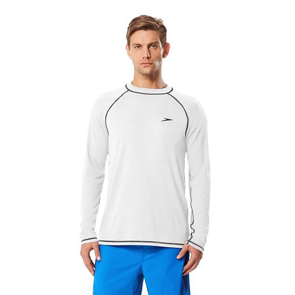 Men's Speedo 7482183 Easy Long Sleeve Loose Fit Swim Tee (White S)