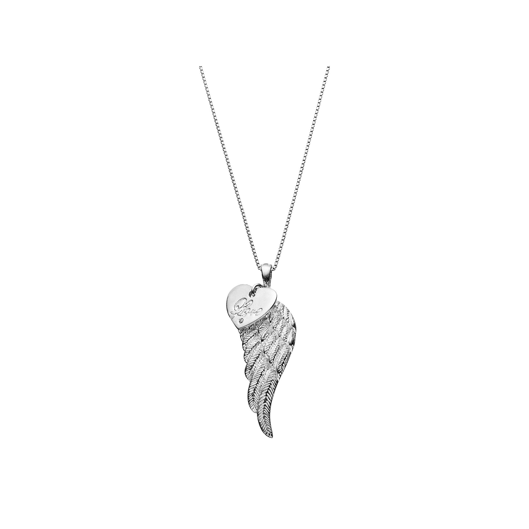 Gemminded Sterling Silver Diamond Accent Love Heart Charm & Angel Wing