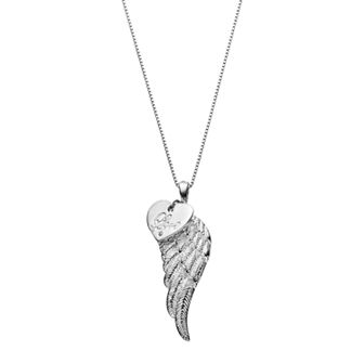 Gemminded Sterling Silver Diamond Accent "Love" Heart Charm & Angel Wing Pendant