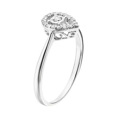 Gemminded Sterling Silver 1/10 Carat T.W. Diamond Teardrop Promise Ring