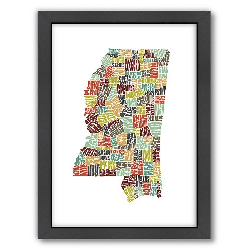 Americanflat Joe Brewton Mississippi Typography Framed Wall Art