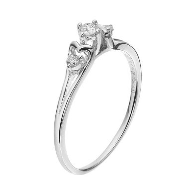 Gemminded Sterling Silver 1/6 Carat T.W. Diamond 3-Stone Promise Ring