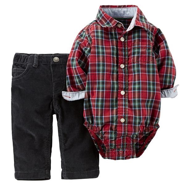 Baby Boy Carter's Plaid Bodysuit & Corduroy Pants Set