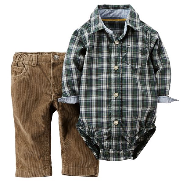 Baby Boy Carter's Plaid Bodysuit & Corduroy Pants Set