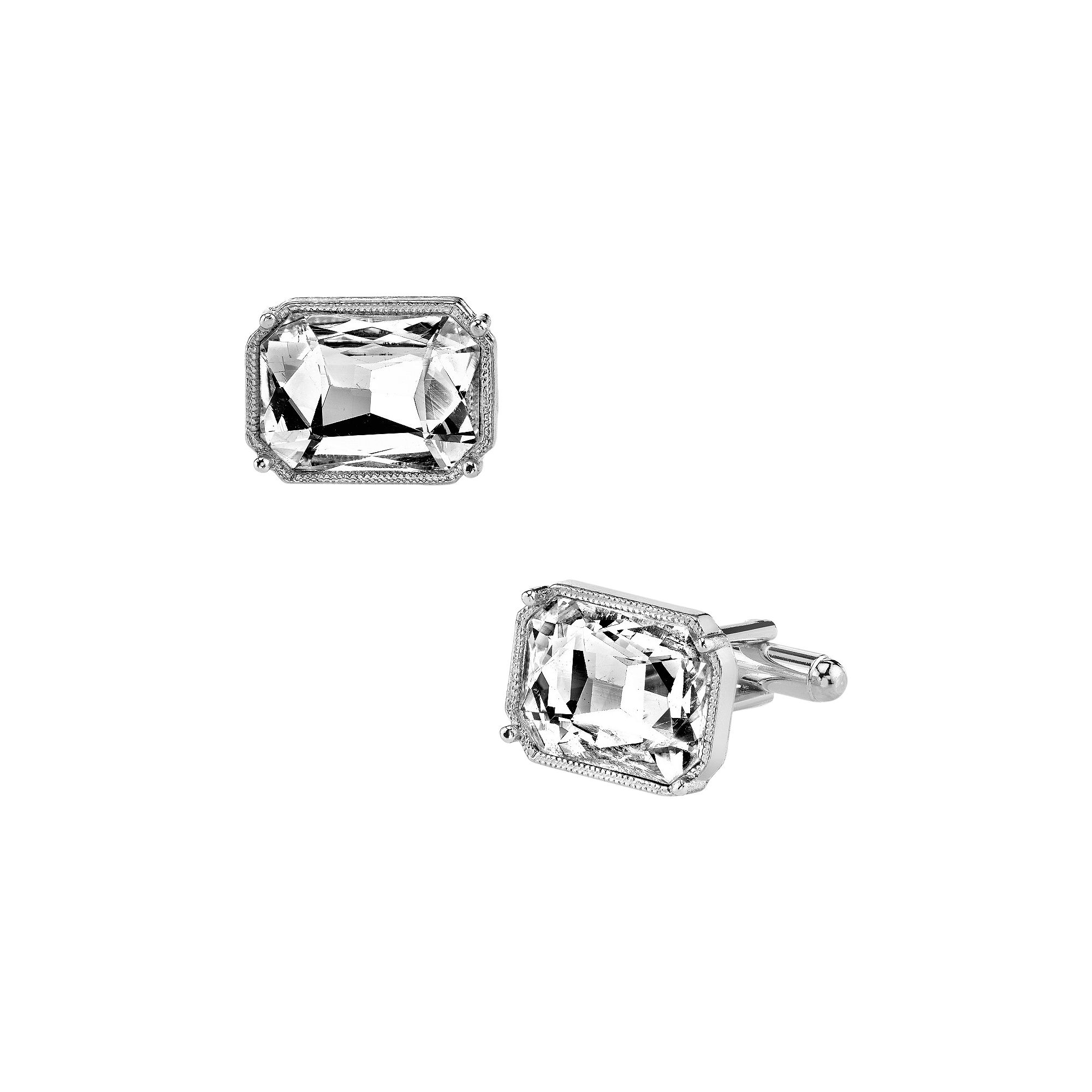 1928 Rectangle Cuff Links, White