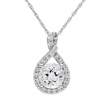 Stella Grace 10k White Gold Aquamarine & 1/5 Cart T.W. Diamond Infinity Pendant Necklace