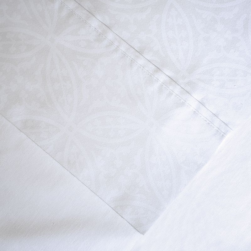 Pointehaven 300-Thread Count Printed Sheet Set, White, FULL SET