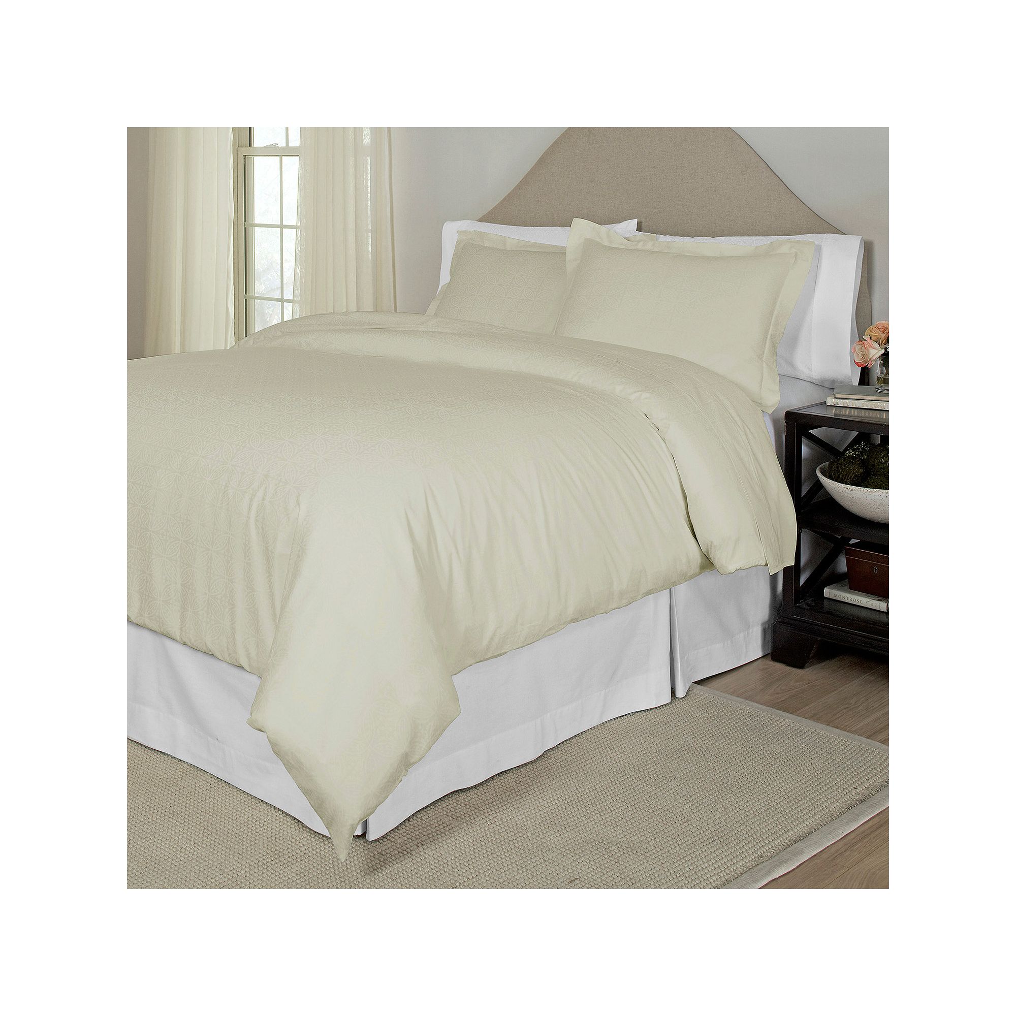 Pointehaven 300-Thread Count Printed Duvet Cover Set, Ivory