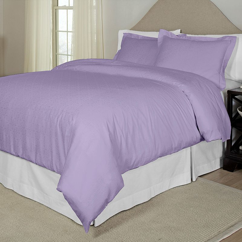 Pointehaven 300-Thread Count Printed Duvet Cover Set, Purple, King