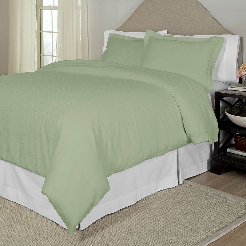 Pointehaven 300-Thread Count Printed Duvet Cover Set, Green, King