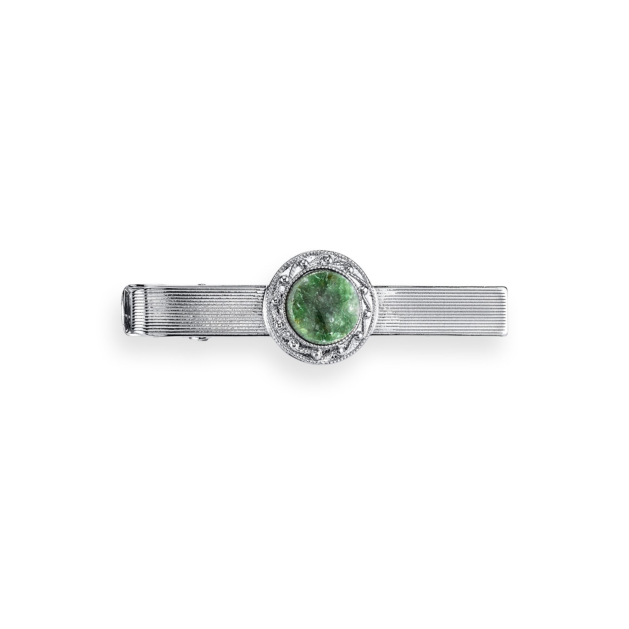 1928 Mens Circle Tie Clip, Green