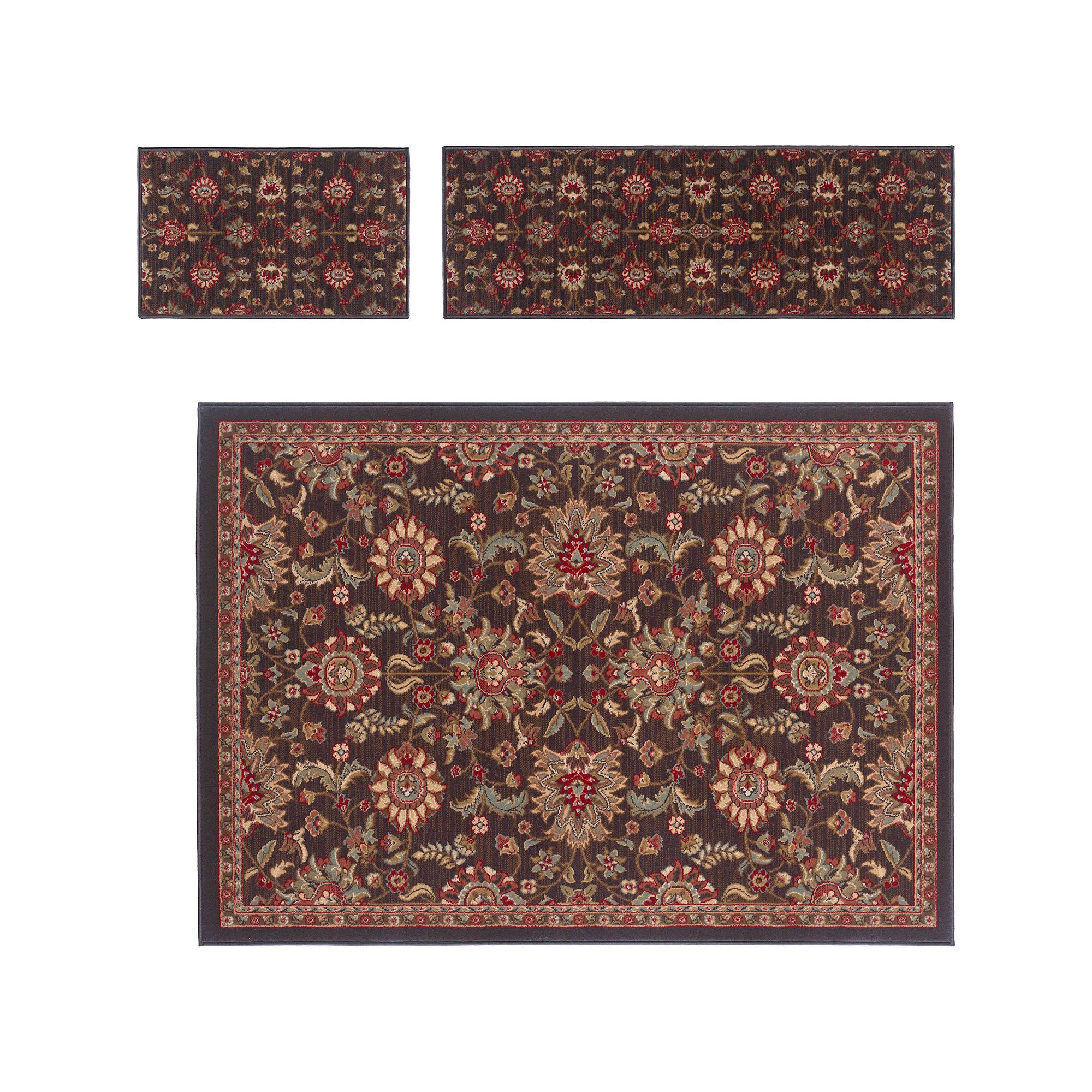 KHL Rugs 3-pc. Traditional Laguna Floral Rug, Grey