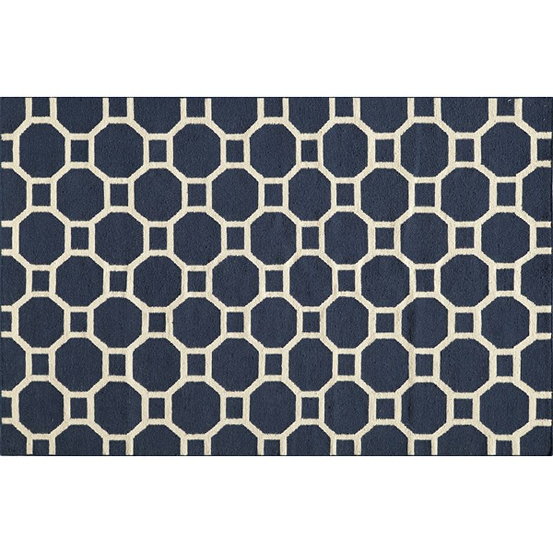 Momeni Dhurry Laguna Honeycomb Lattice Wool Rug, Blue, 8X10 Ft