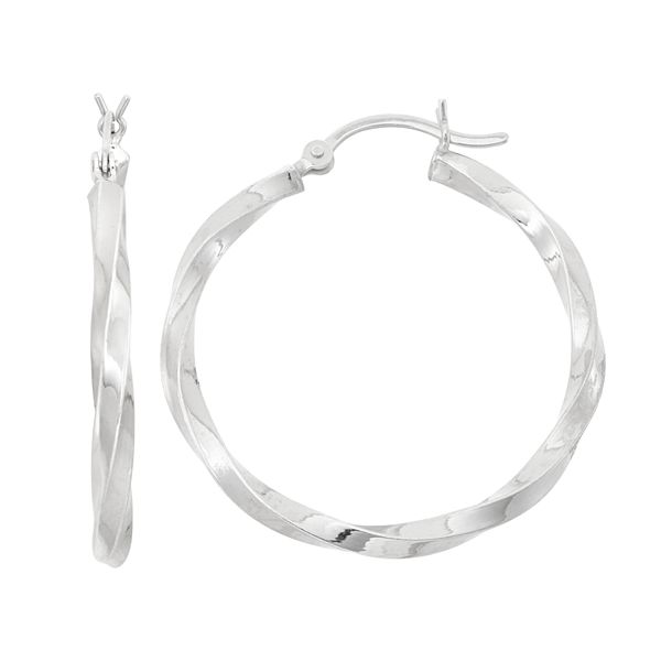 Sterling Silver Twist Hoop Earrings - A New Day™ Silver : Target