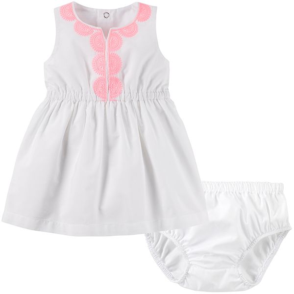 Baby Girl Carter's White Embroidered Dress & Bloomers Set