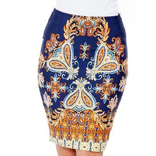 White Mark Print Pencil Skirt Women's