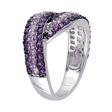 Stella Grace Rose de France & African Amethyst Sterling Silver Bypass Ring