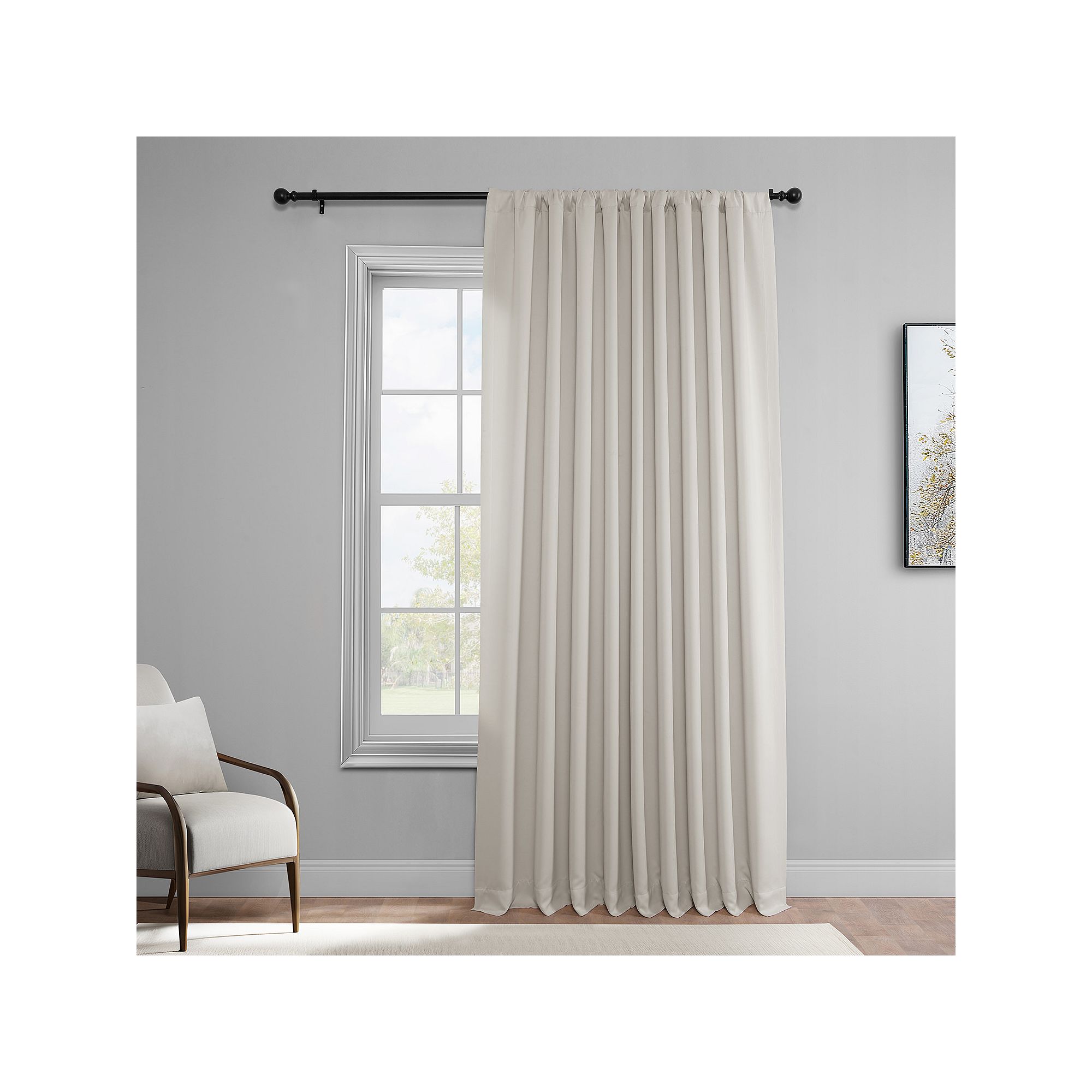 EFF Blackout 1-Panel Doublewide Window Curtain, Alabaster Beige