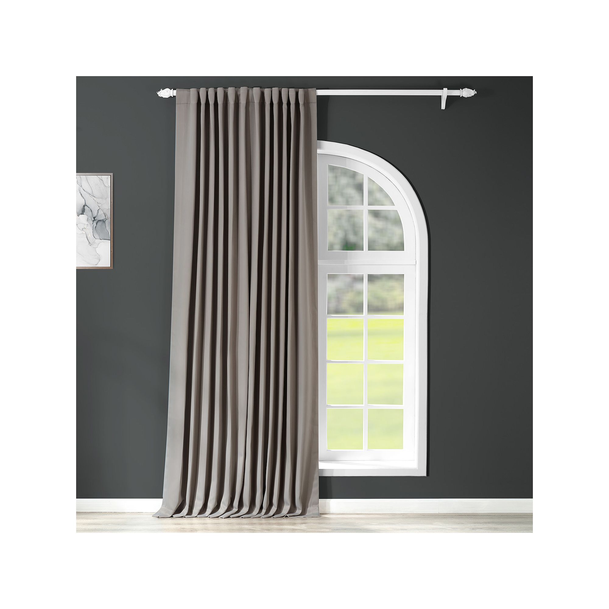 EFF Blackout 1-Panel Doublewide Window Curtain, Natural Gray