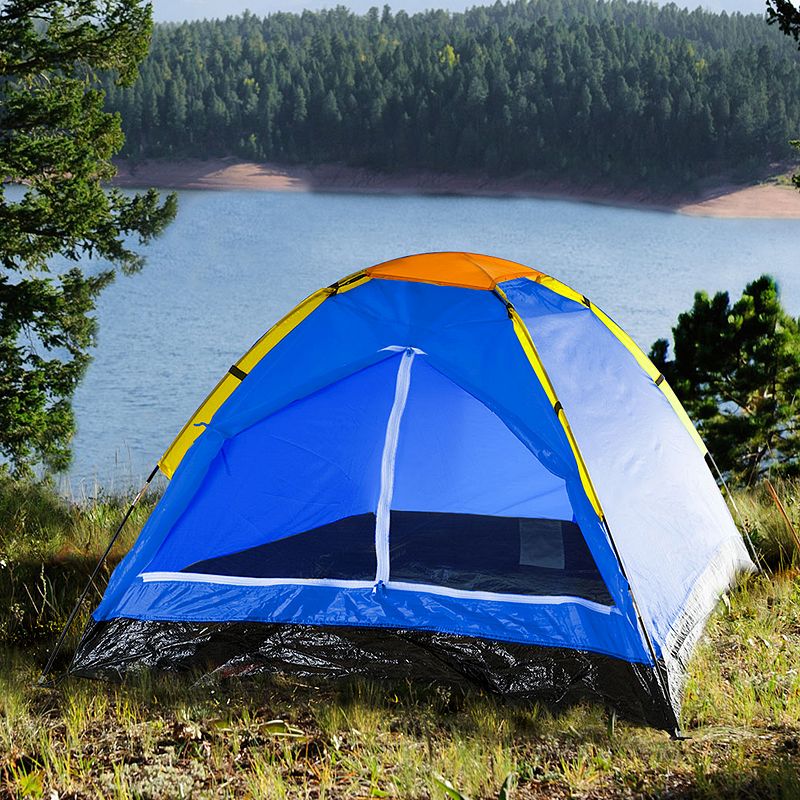 2-Person Camping Tent - Includes Rain Fly and Carrying Bag - by Wakeman Outdoors (Blue)