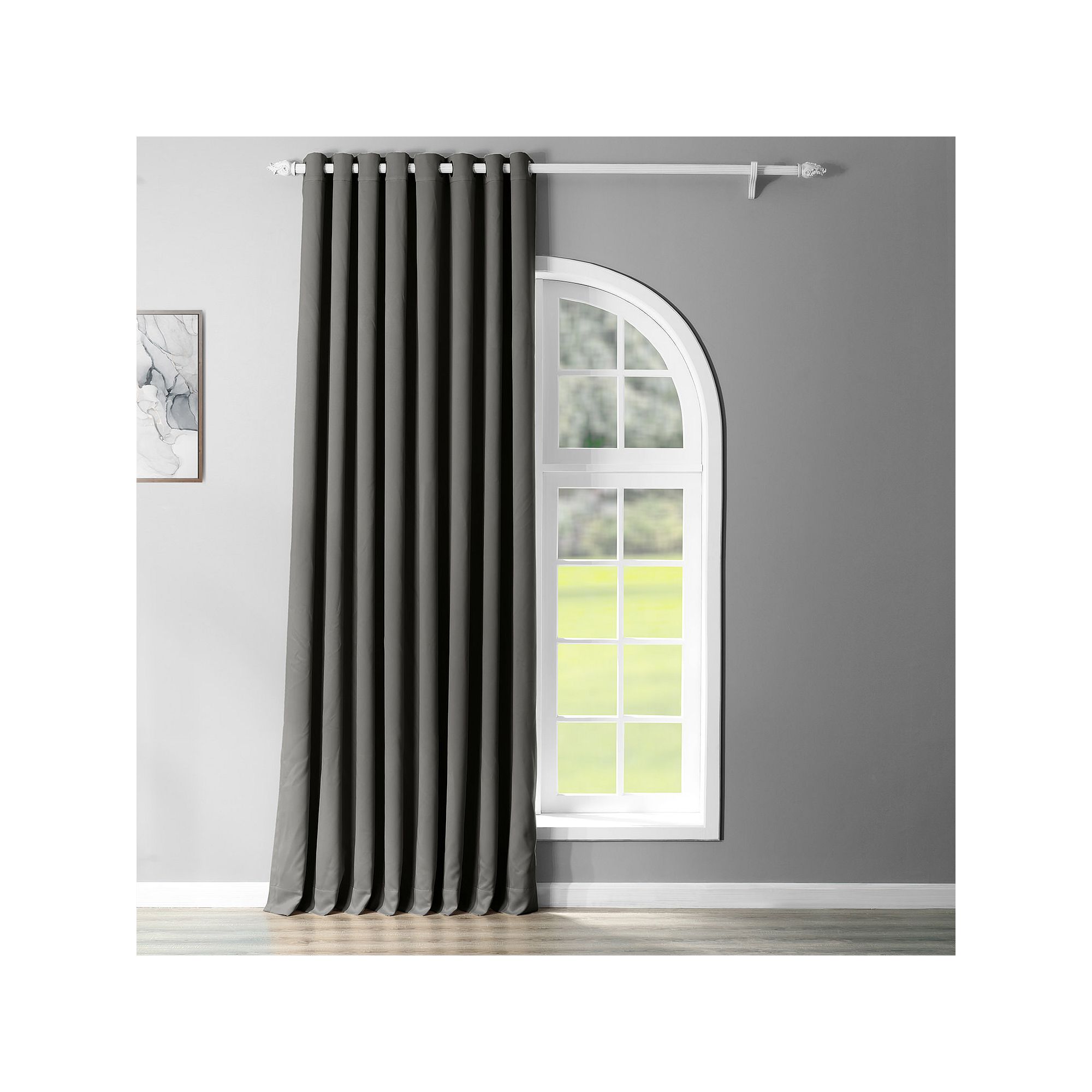 EFF Blackout 1-Panel Grommet Doublewide Window Curtain, Grey
