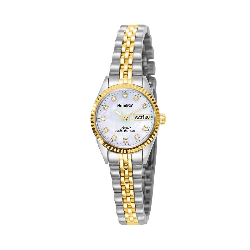 Armitron NOW Crystal Two Tone Watch - 75/2475MOP, Women's, Size: 2XL