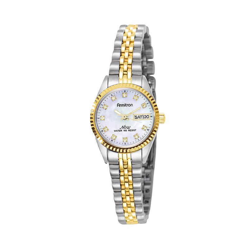 Armitron NOW Crystal Two Tone Watch - 75/2475MOP, Womens, Size: 2XL, Multi