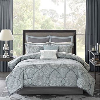 Madison Park Anouk 12 pc Jacquard Comforter Set with Cotton Bed Sheet Set
