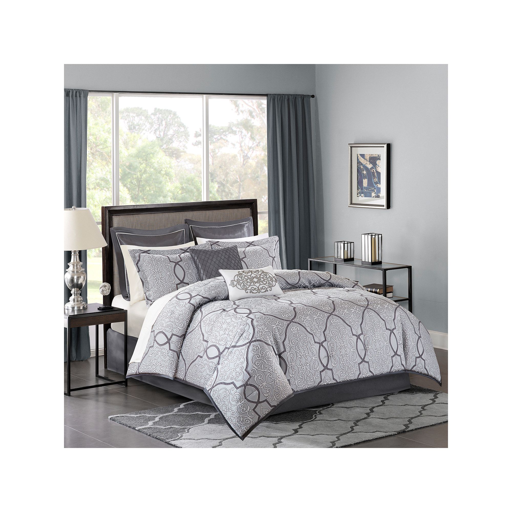 Madison Park Anouk 12-piece Jacquard Comforter Set with Cotton Bed Sheet Se