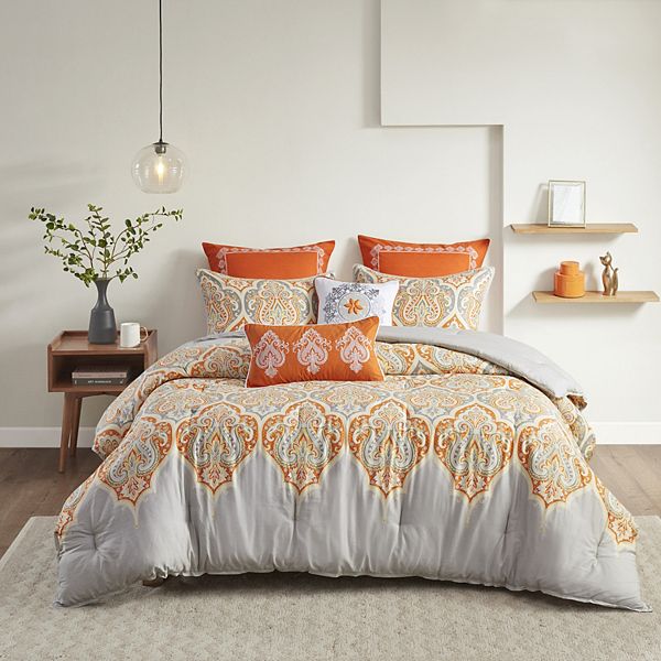 Madison Park Leah Paisley Comforter Set with Throw Pillows