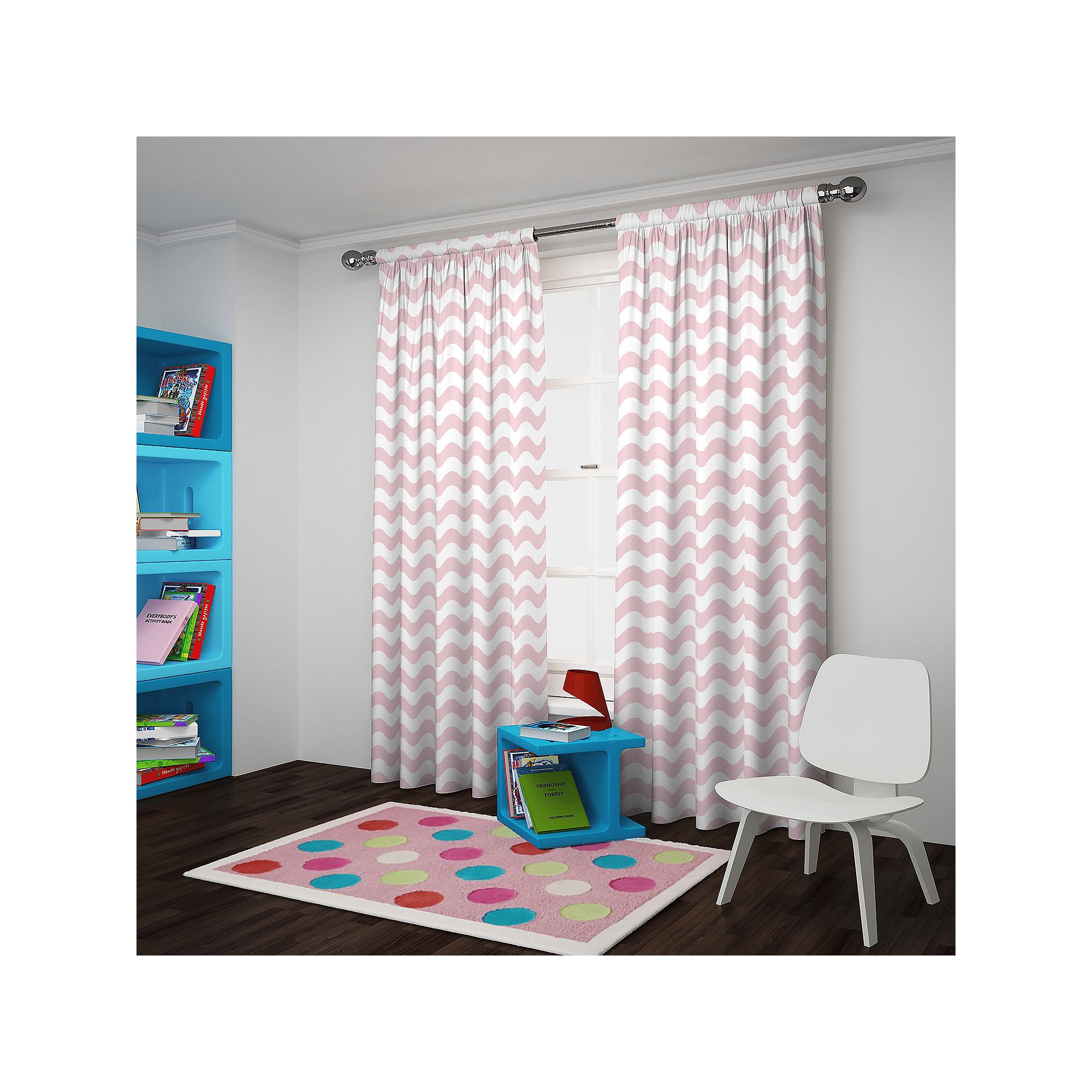 eclipse Wavy Chevron Blackout 1-Panel Window Curtain, Magnolia