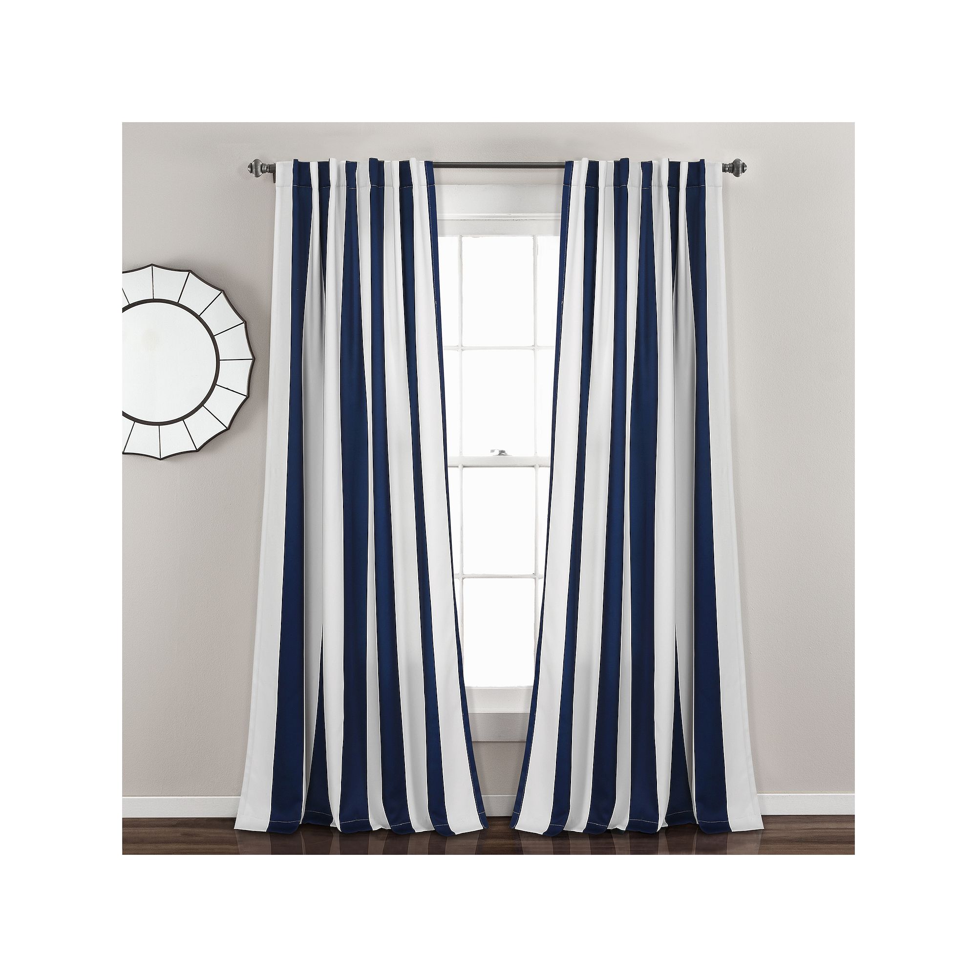 Lush Decor Wilbur Stripe Room Darkening Window Curtains Set, Blue