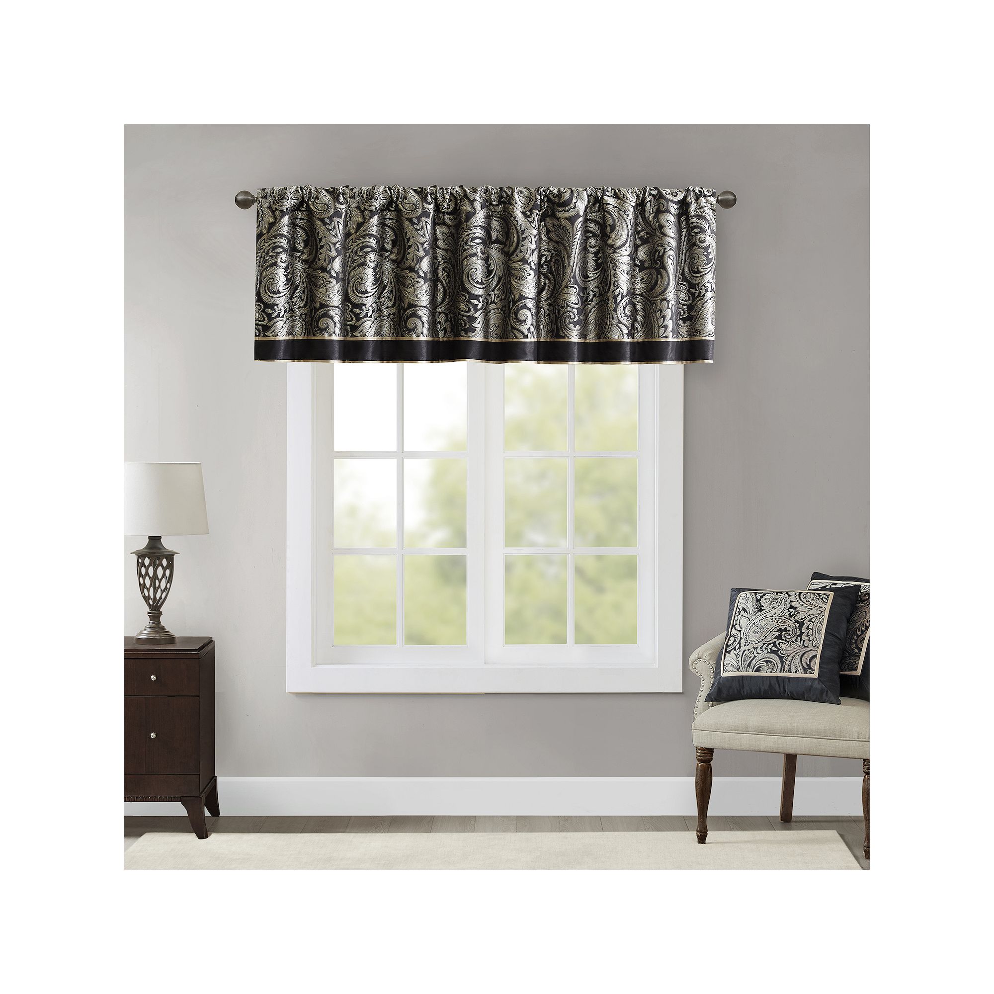 Madison Park Whitman Window Valance, Black