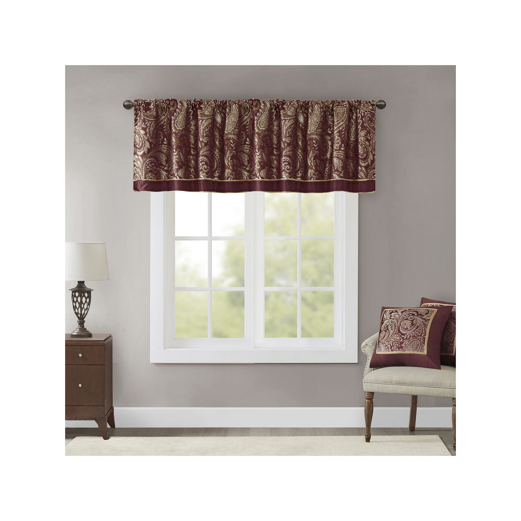 Madison Park Whitman Window Valance, Red
