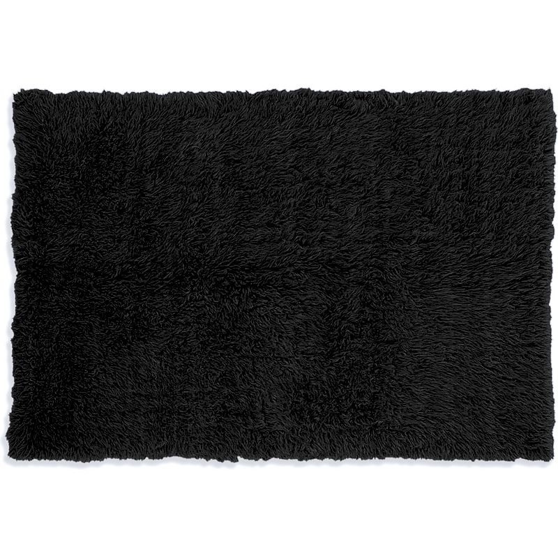 Linon 3A Flokati Shag Wool Rug, Black, 6X9 Ft