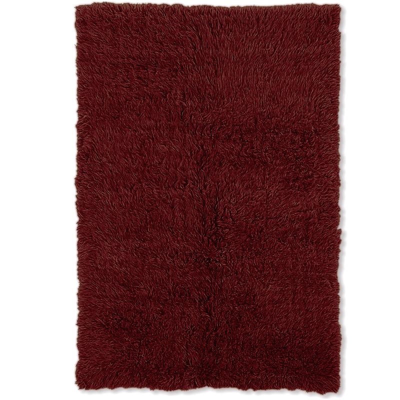 Linon 3A Flokati Shag Wool Rug, Red, 5X7 Ft