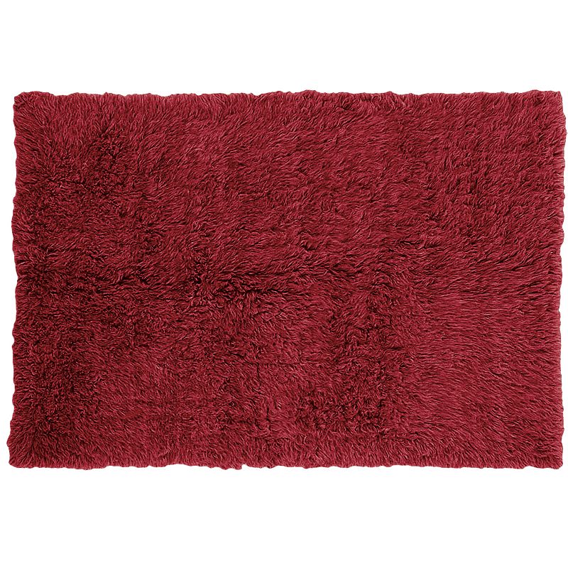 Linon 3A Flokati Shag Wool Rug, Red, 5X7 Ft